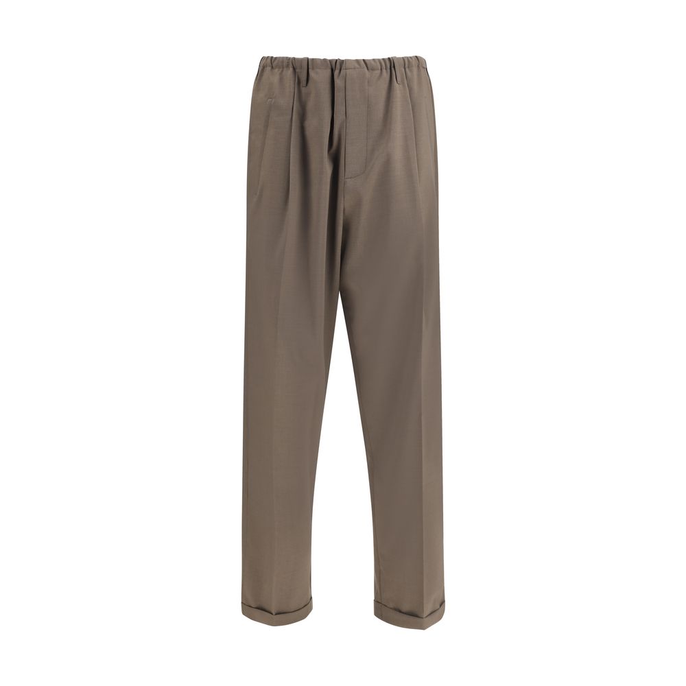Brown Polyester Casual Pants