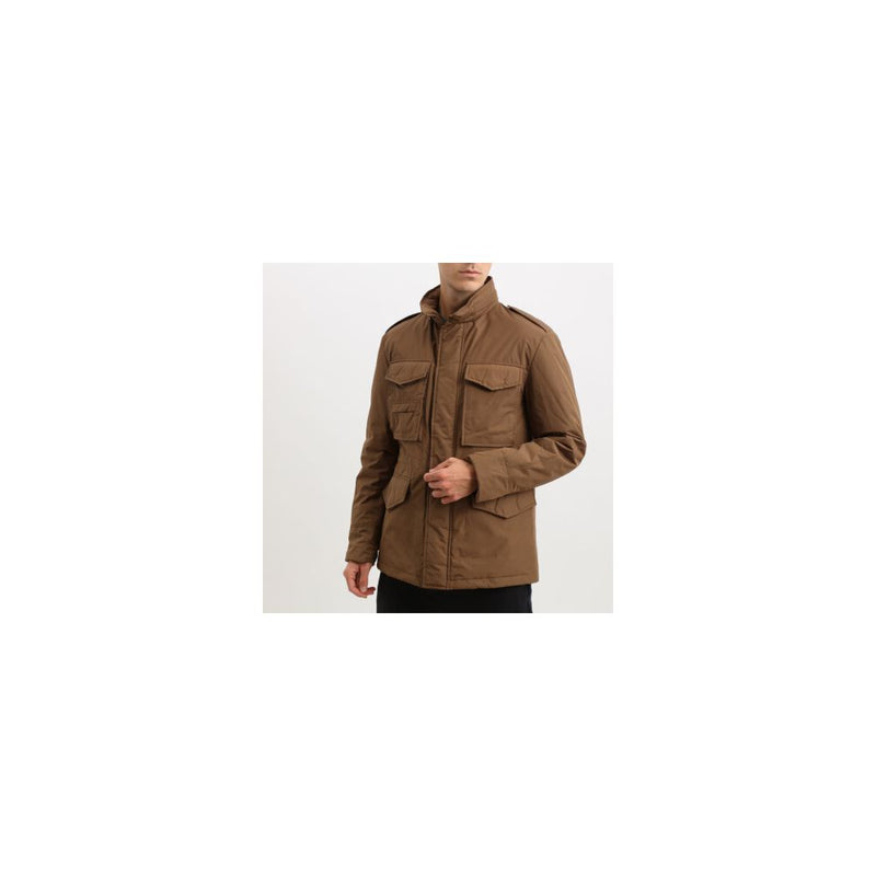 Brown Polyester Jacket-Add-LabelTerrace.com