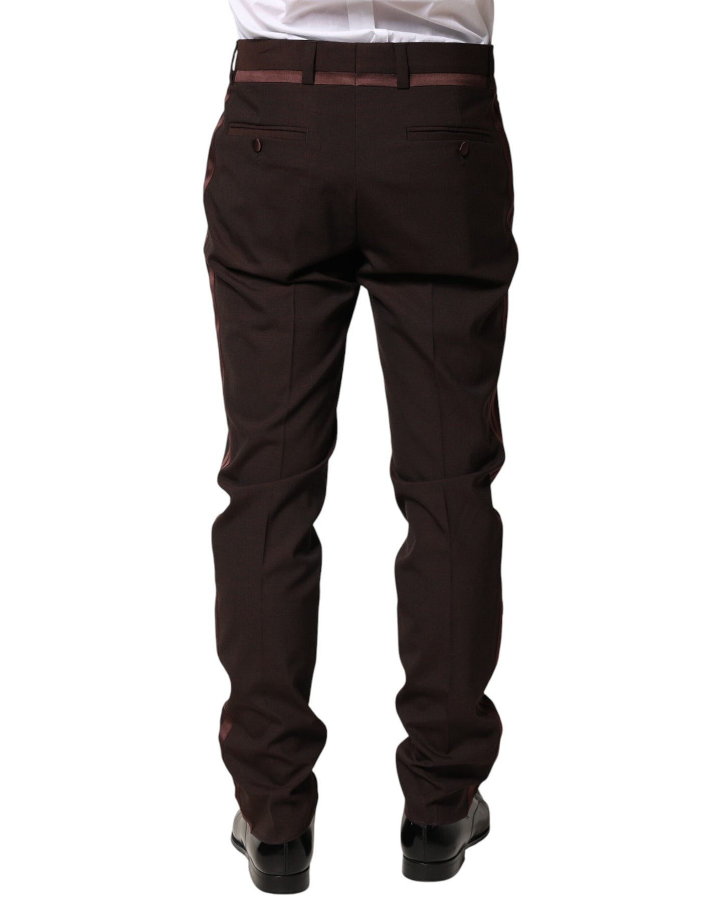 Brown Polyester Men Dress Trousers Pants