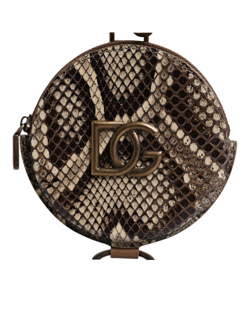 Brown Round Leather DG Logo Coin Purse Lanyard Wallet-Dolce & Gabbana-LabelTerrace.com