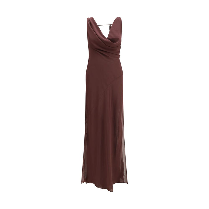 Brown Silk Long Dress