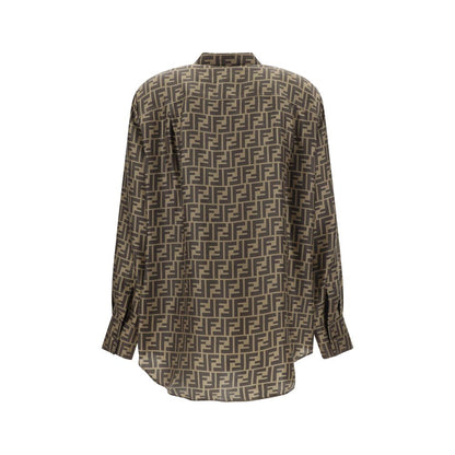 Brown Silk Pattern Shirt
