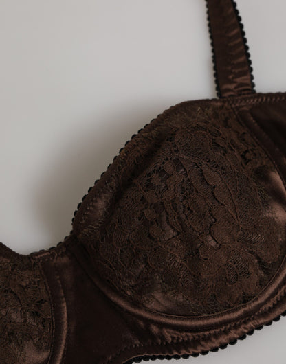 Brown Silk Underwired Balconette Bra Underwear