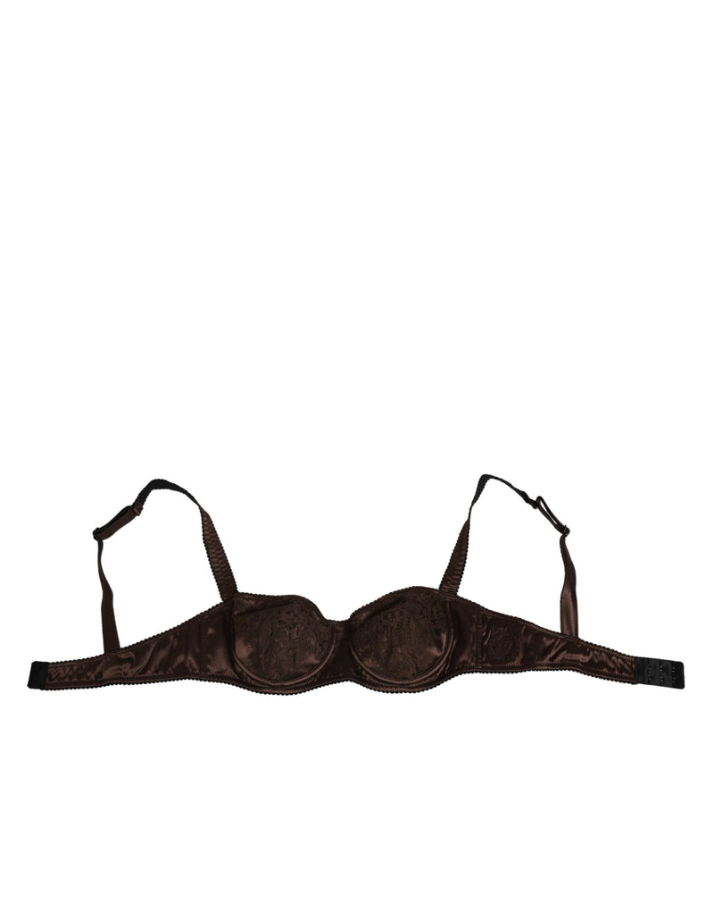Brown Silk Underwired Balconette Bra Underwear