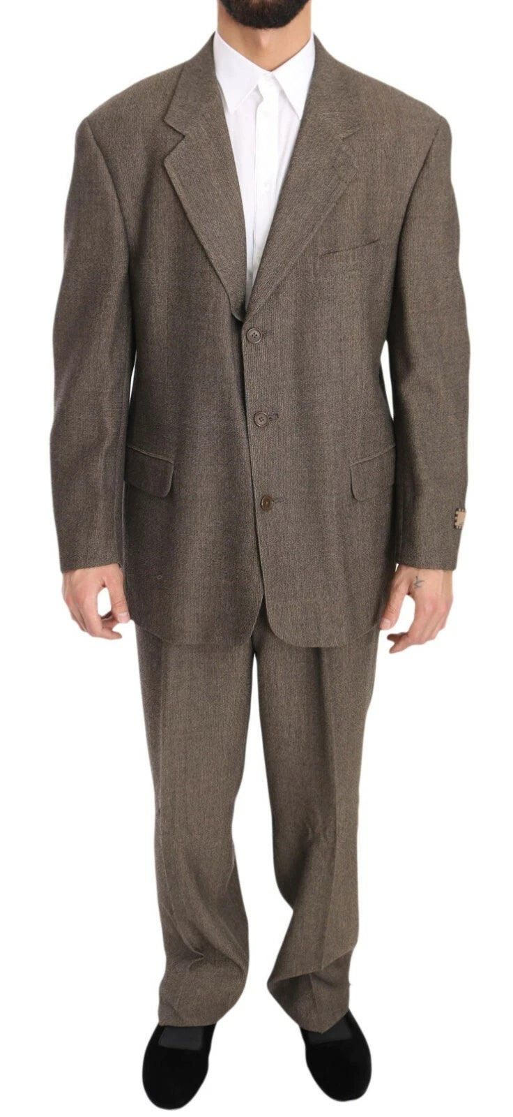 Brown Single Breasted Wool Suit-Dolce & Gabbana-LabelTerrace.com