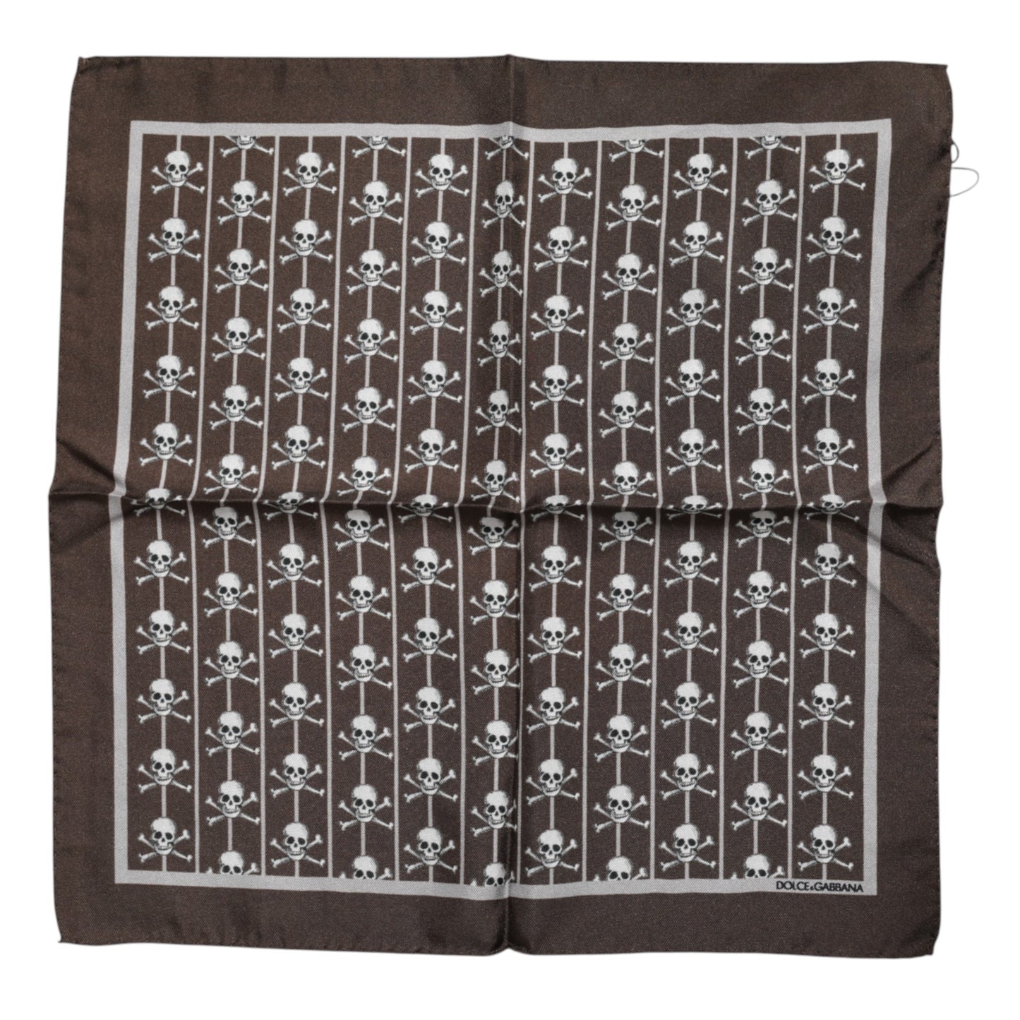 Brown Skull Silk Square Men Foulard Scarf-Dolce & Gabbana-LabelTerrace.com