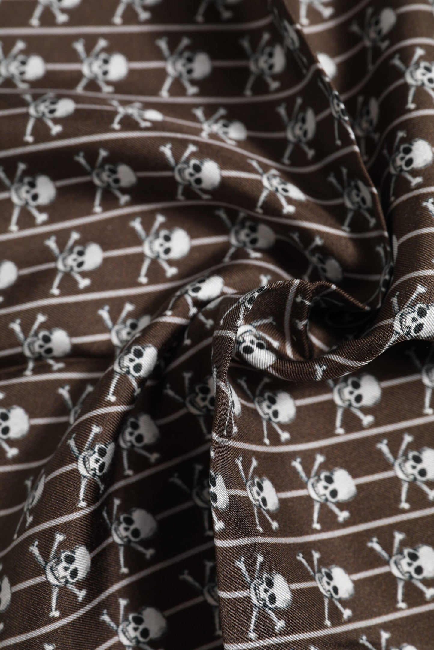 Brown Skull Silk Square Men Foulard Scarf-Dolce & Gabbana-LabelTerrace.com