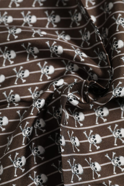 Brown Skull Silk Square Men Foulard Scarf-Dolce & Gabbana-LabelTerrace.com