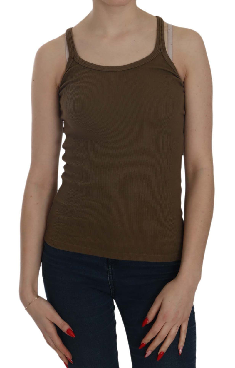 Brown Sleeveless Spaghetti Strap Blouse Top-PINK MEMORIES-LabelTerrace.com