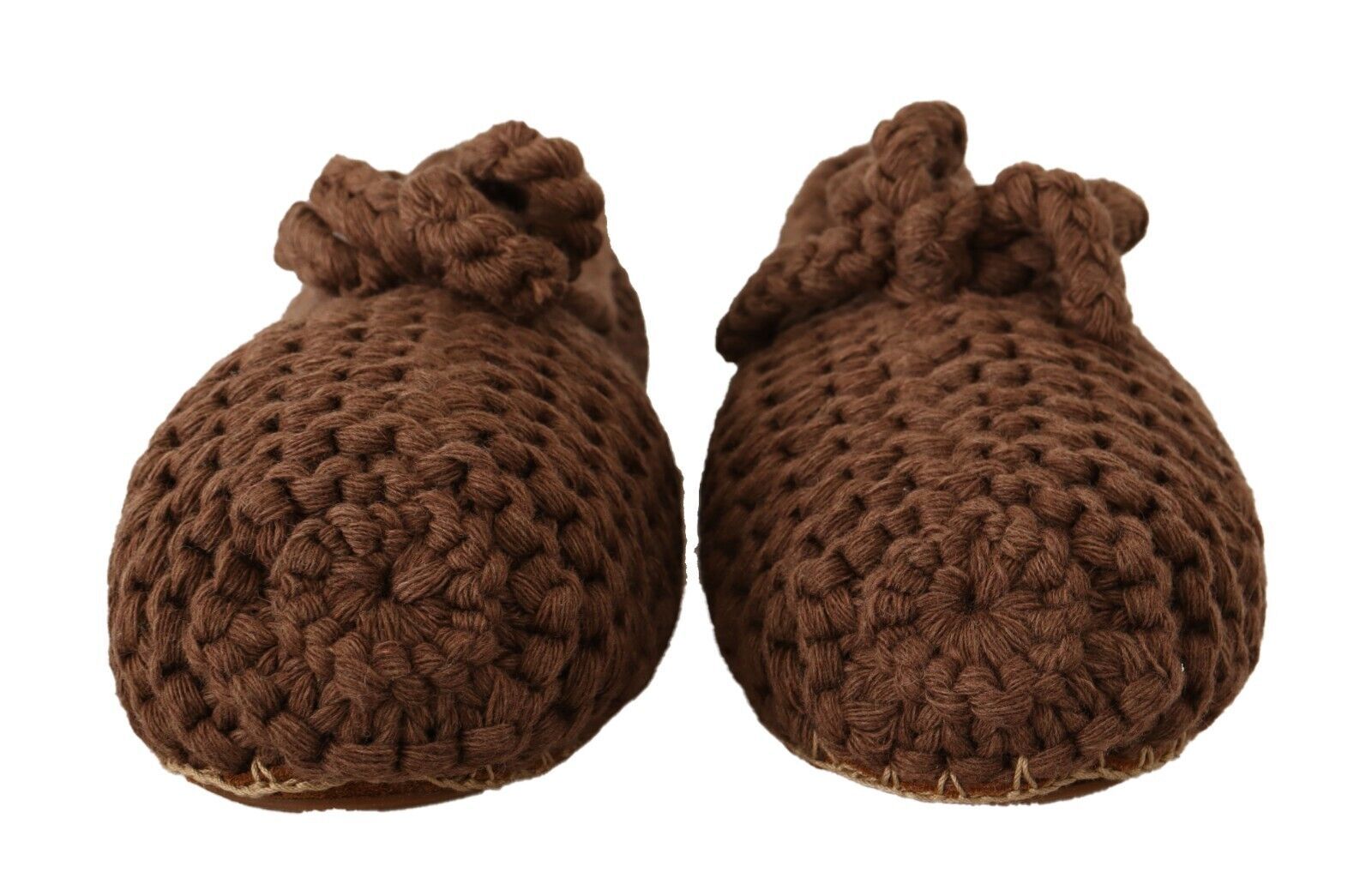 Brown Slip On Ballerina Flats Wool Knit Shoes-Dolce & Gabbana-LabelTerrace.com