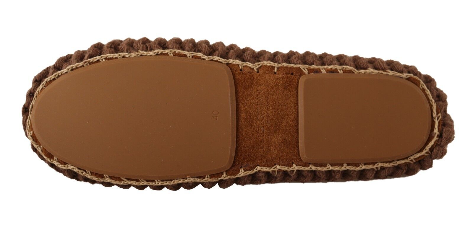 Brown Slip On Ballerina Flats Wool Knit Shoes-Dolce & Gabbana-LabelTerrace.com