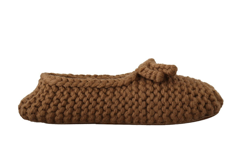 Brown Slip On Ballerina Flats Wool Knit Shoes-Dolce & Gabbana-LabelTerrace.com