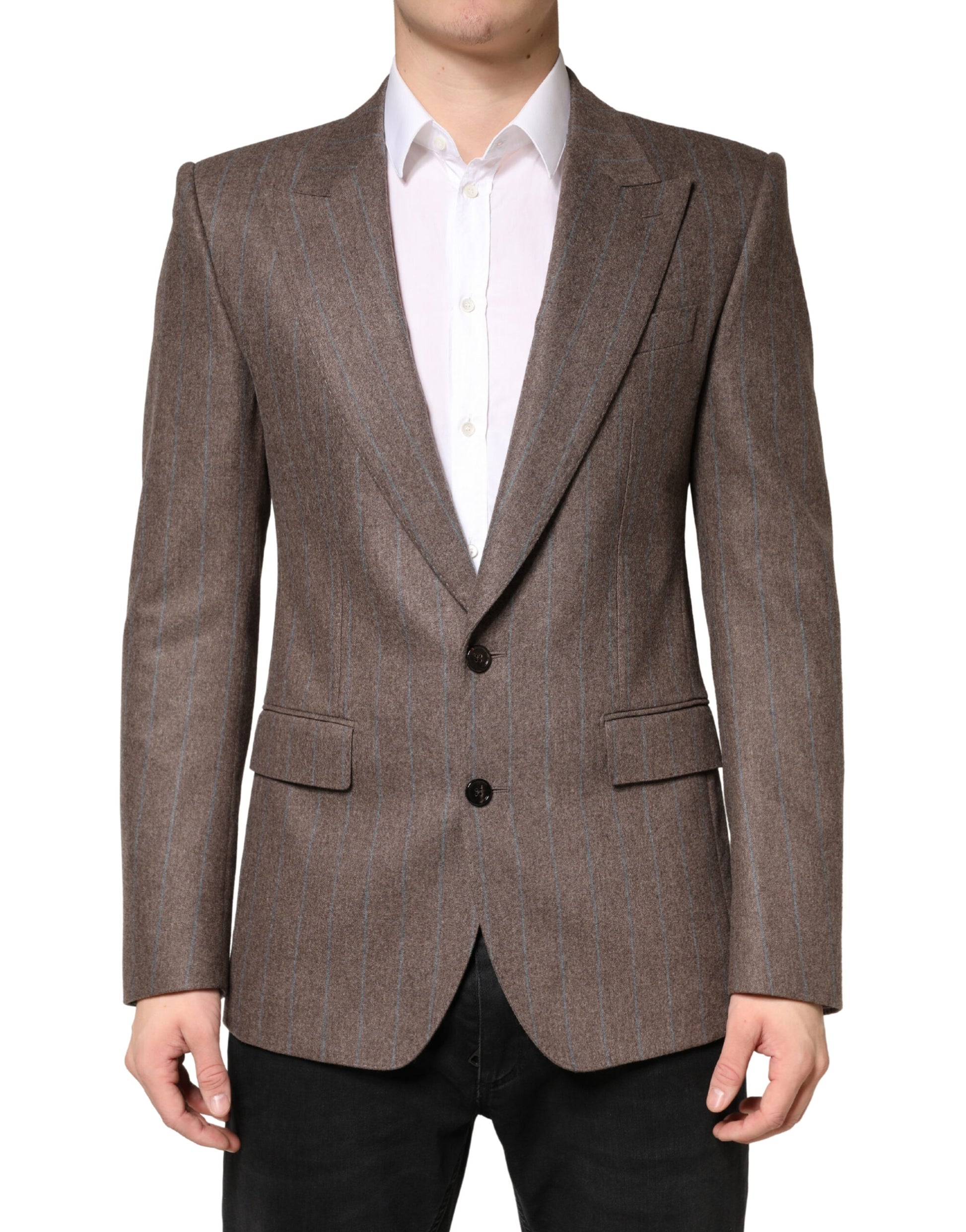 Brown Stripes Single Breasted Blazer