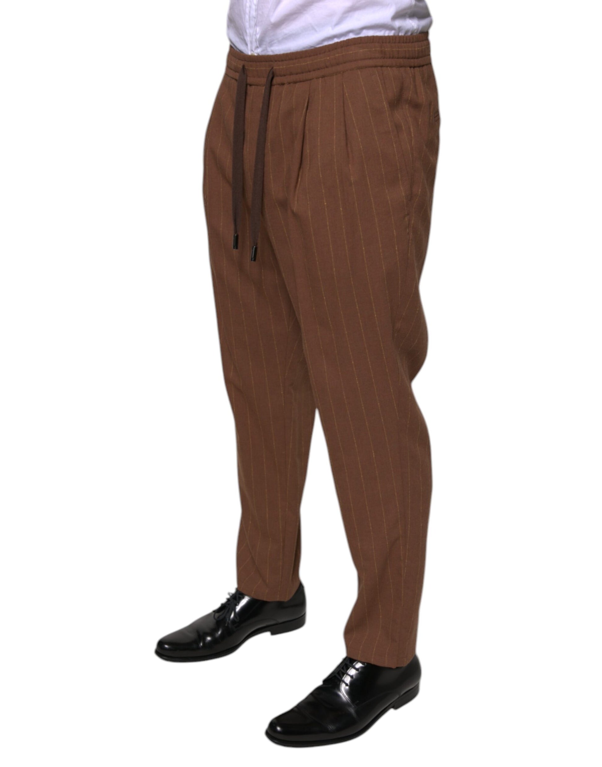 Brown Stripes Skinny Men Dress Pants-Dolce & Gabbana-LabelTerrace.com