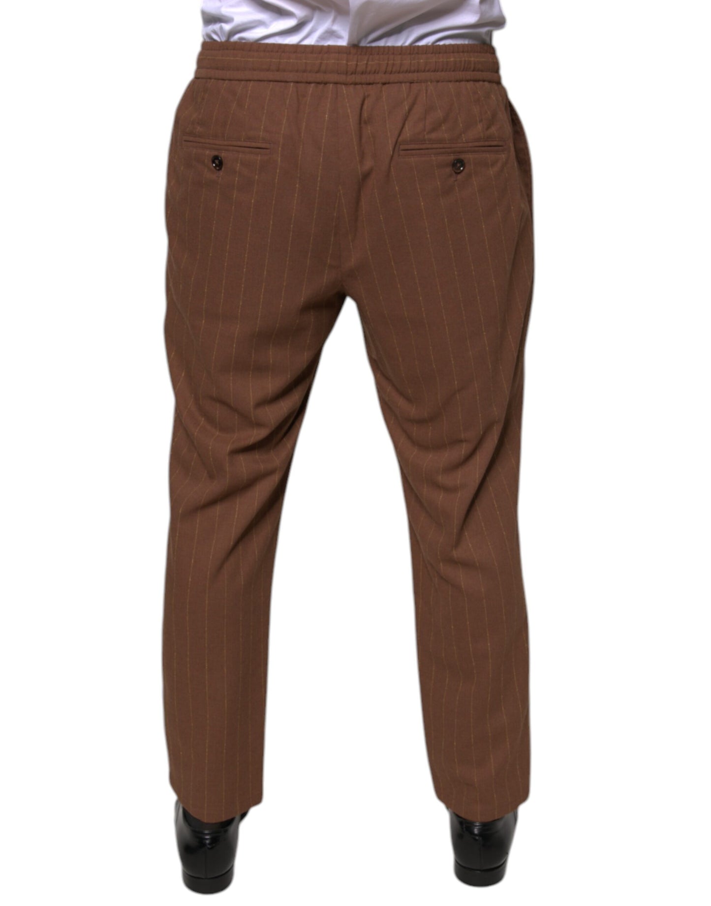 Brown Stripes Skinny Men Dress Pants-Dolce & Gabbana-LabelTerrace.com