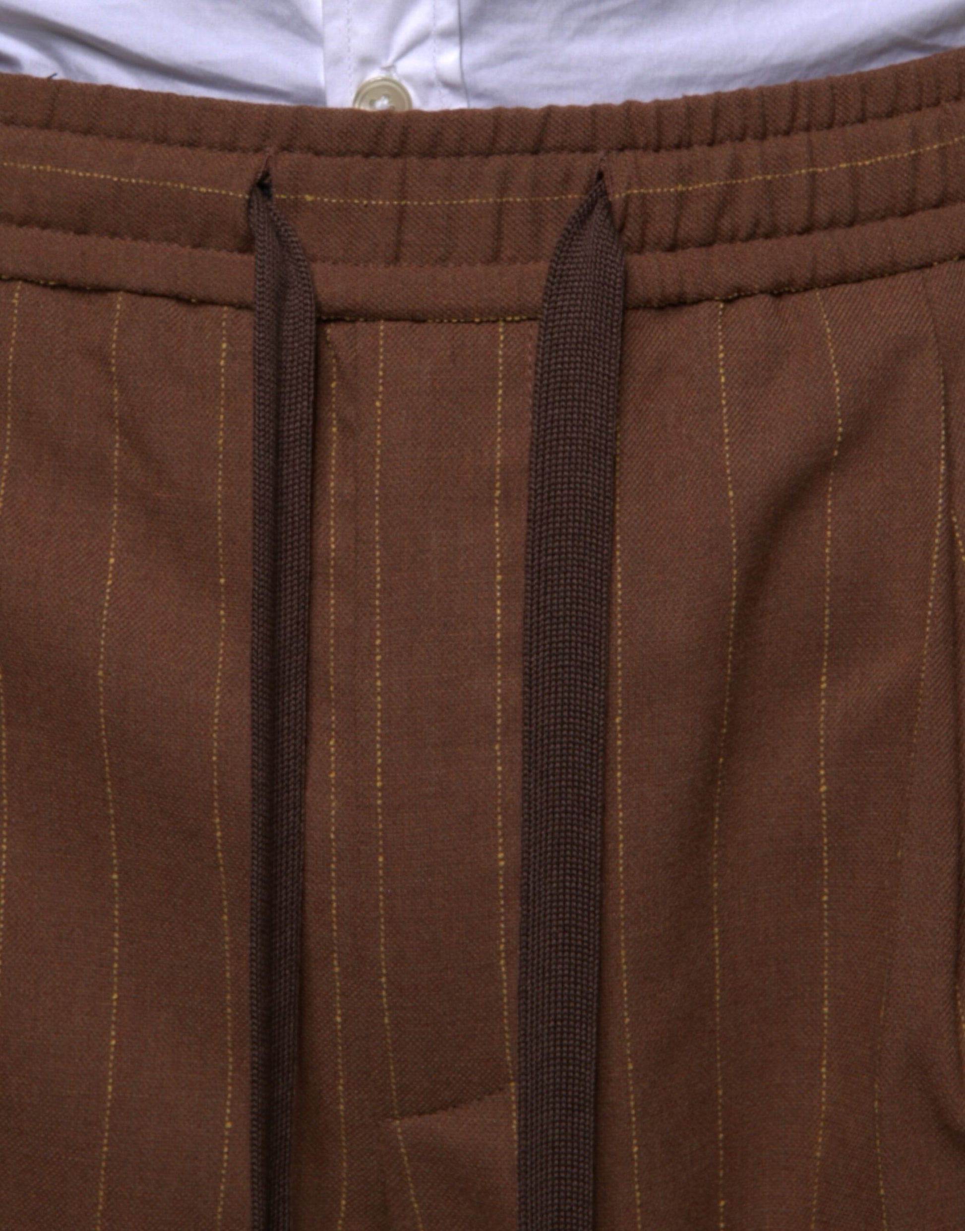 Brown Stripes Skinny Men Dress Pants-Dolce & Gabbana-LabelTerrace.com