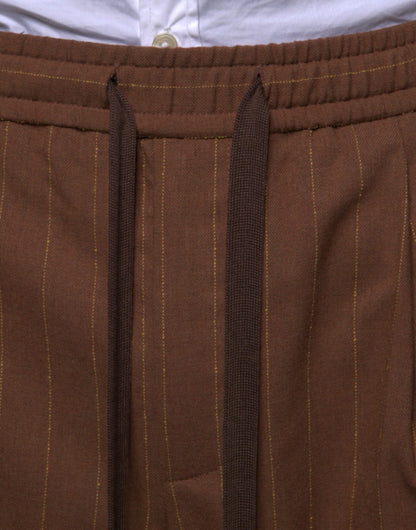Brown Stripes Skinny Men Dress Pants-Dolce & Gabbana-LabelTerrace.com