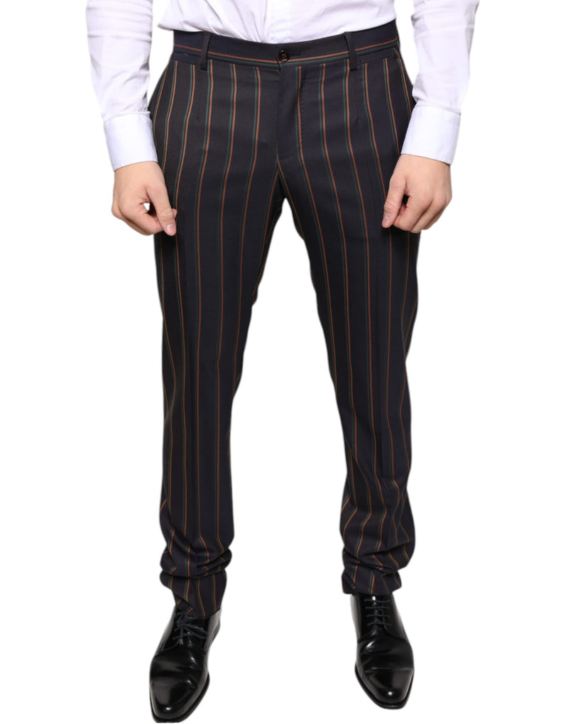 Brown Stripes Skinny Men Dress Pants-Dolce & Gabbana-LabelTerrace.com