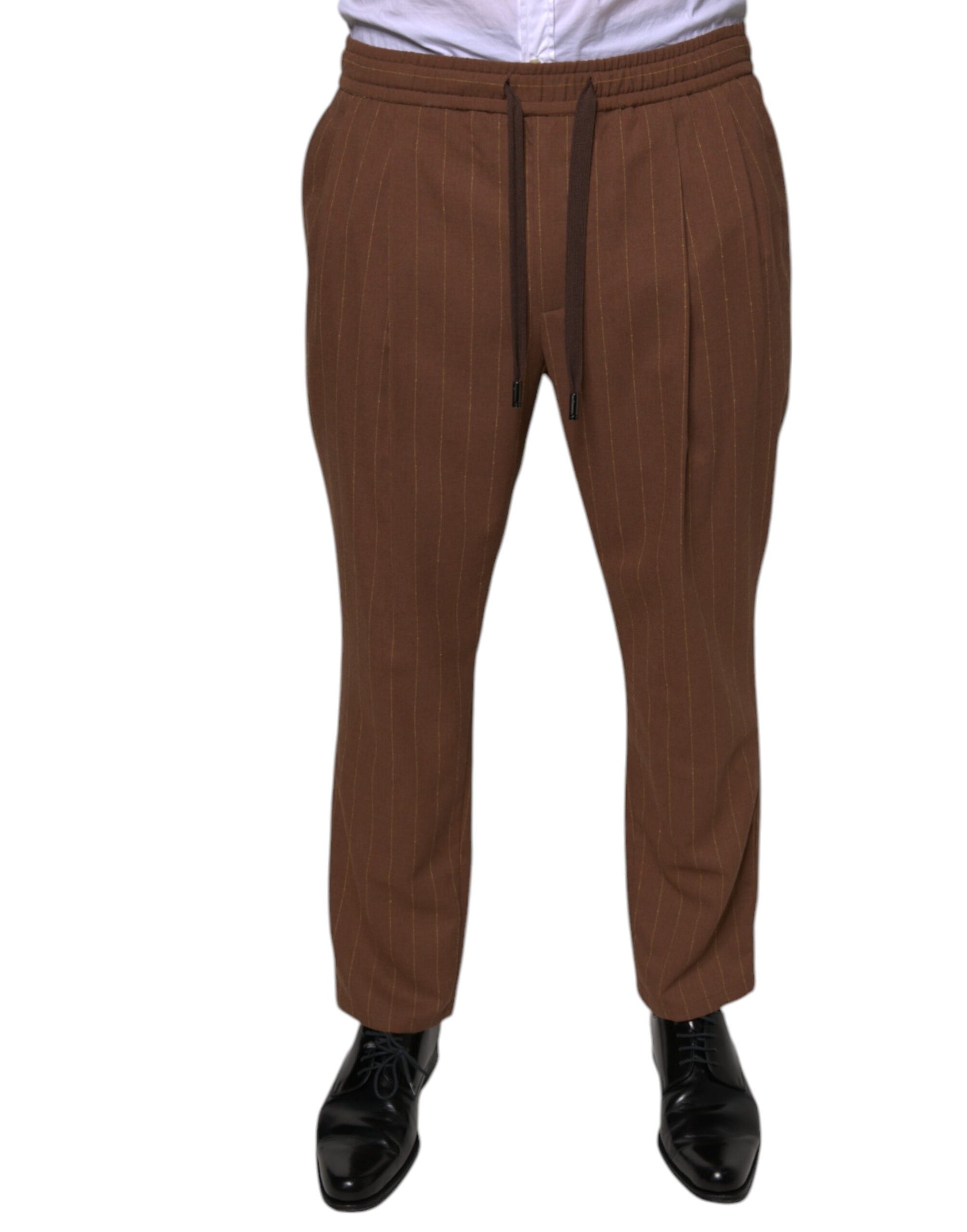 Brown Stripes Skinny Men Dress Pants-Dolce & Gabbana-LabelTerrace.com