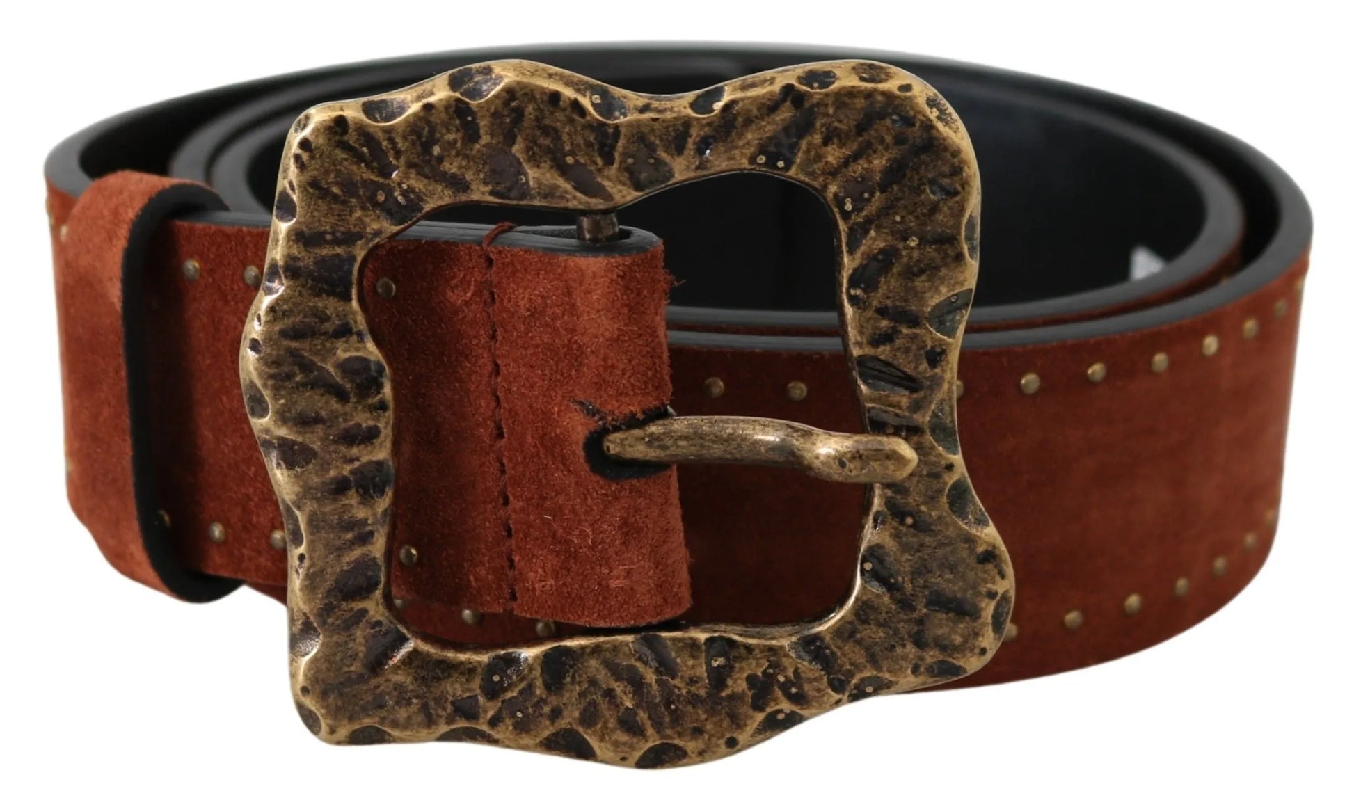 Brown Suede Leather Studded Baroque Belt-Dolce & Gabbana-LabelTerrace.com