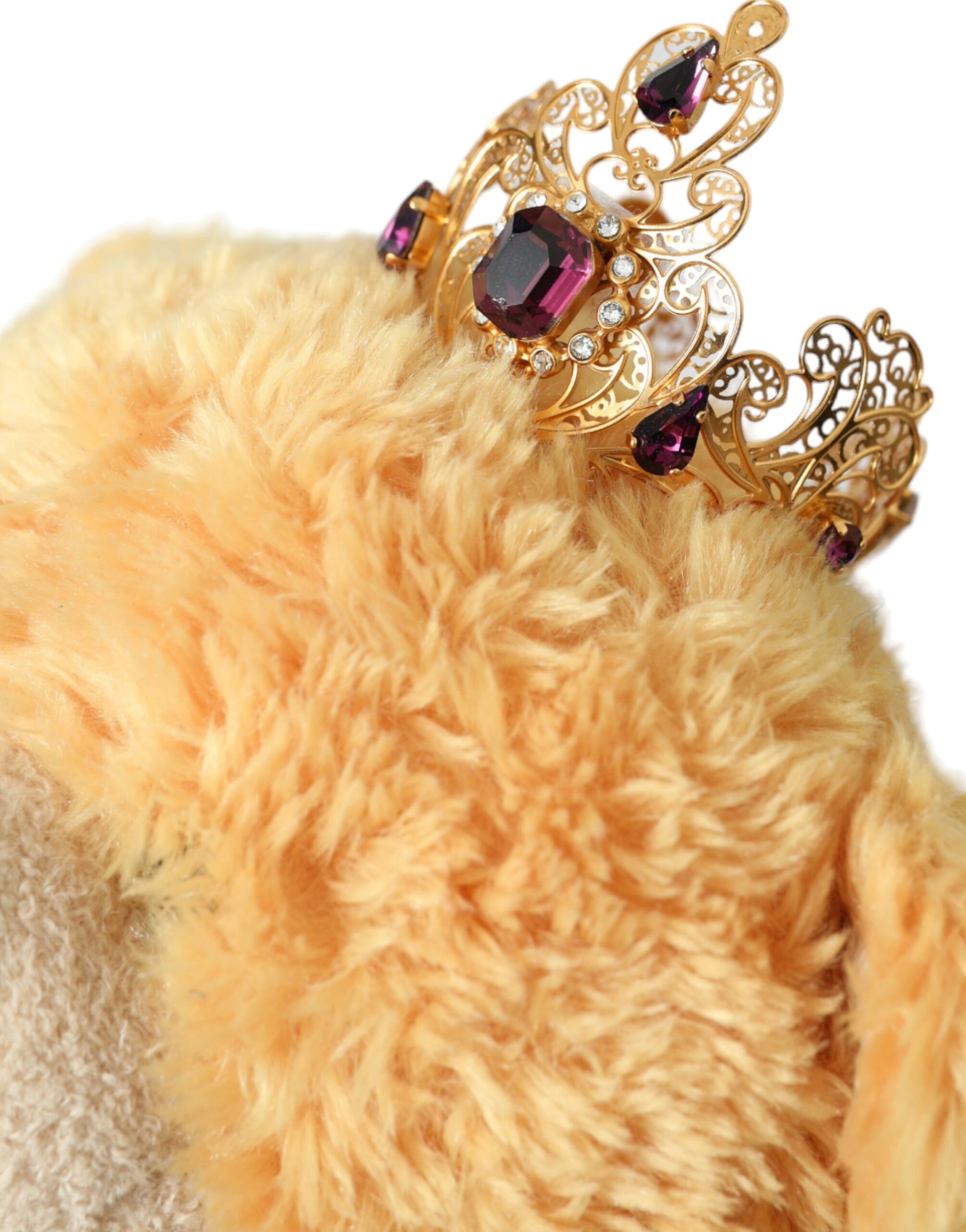 Brown Teddy Bear Gold Crystal Crown Hair Band Diadem-Dolce & Gabbana-LabelTerrace.com
