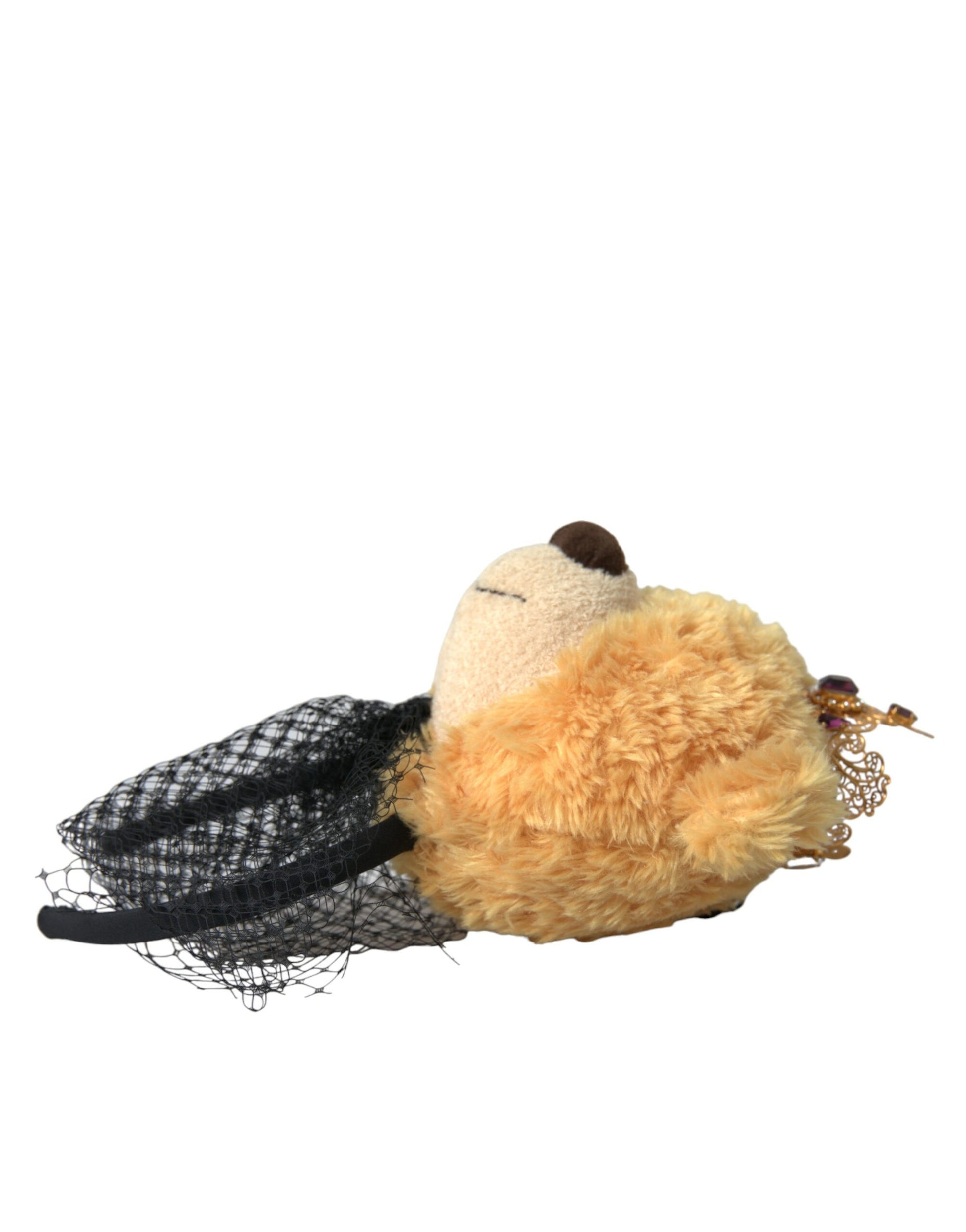 Brown Teddy Bear Gold Crystal Crown Hair Band Diadem-Dolce & Gabbana-LabelTerrace.com