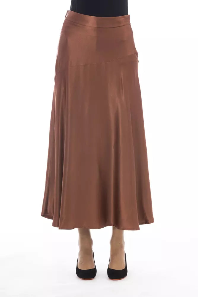 Brown Viscose Women Skirt-Alpha Studio-LabelTerrace.com
