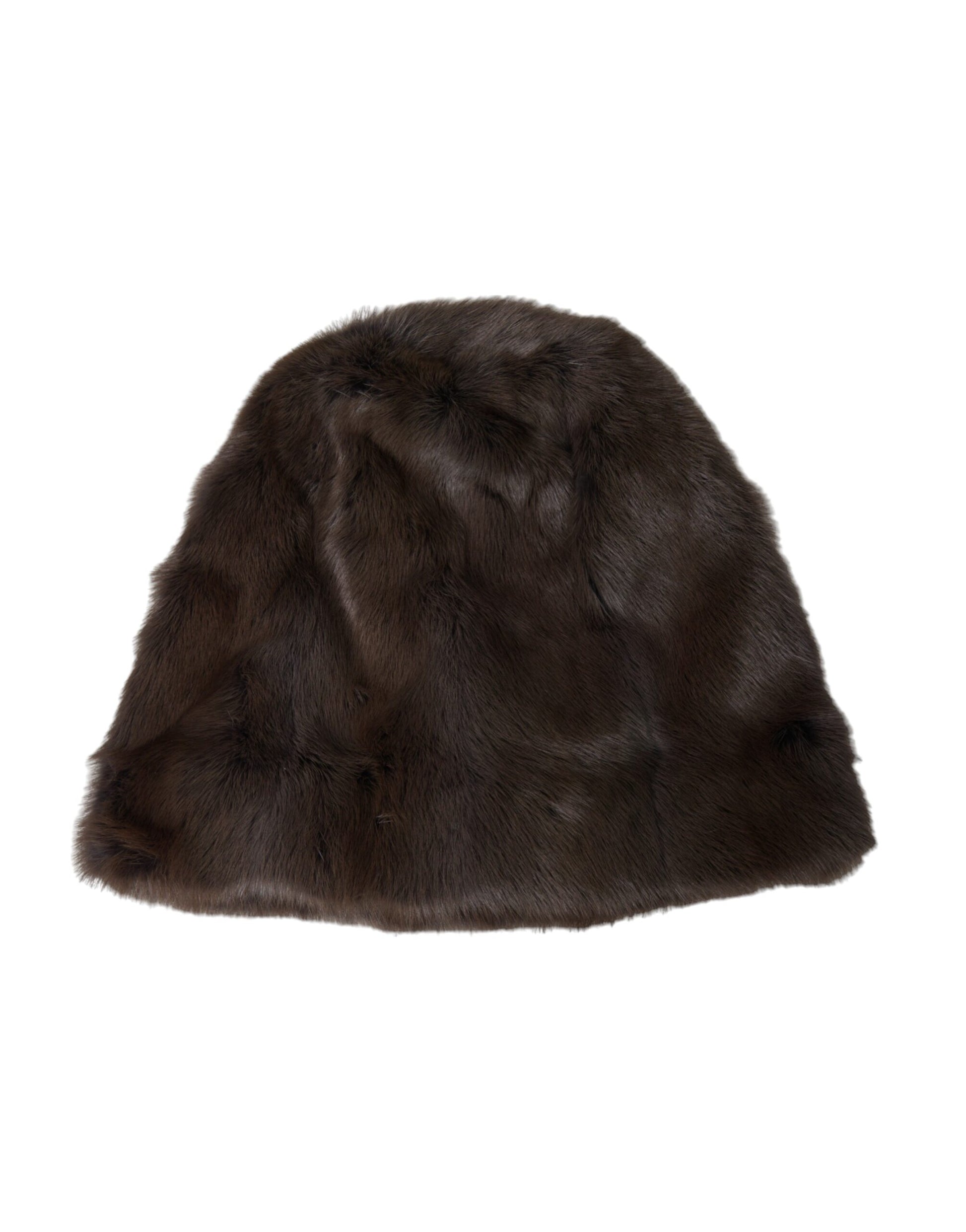 Brown Weasel Fur Womens Cashmere Hat Beanie-Dolce & Gabbana-LabelTerrace.com