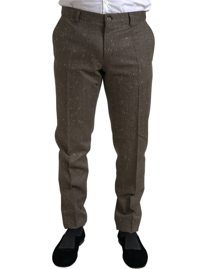Brown Wool Dress Skinny Men Trouser Pants-Dolce & Gabbana-LabelTerrace.com