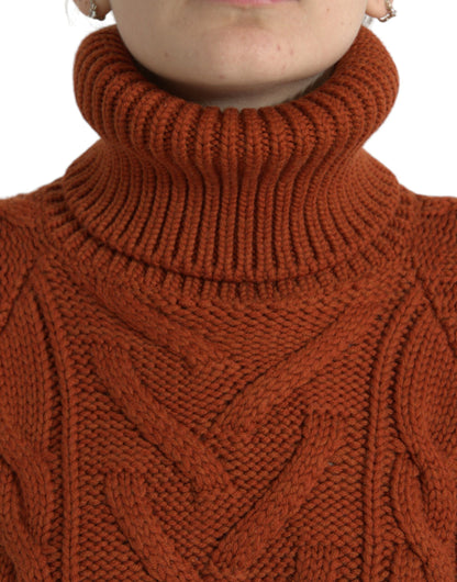 Brown Wool Knit Turtleneck Pullover Sweater-Dolce & Gabbana-LabelTerrace.com