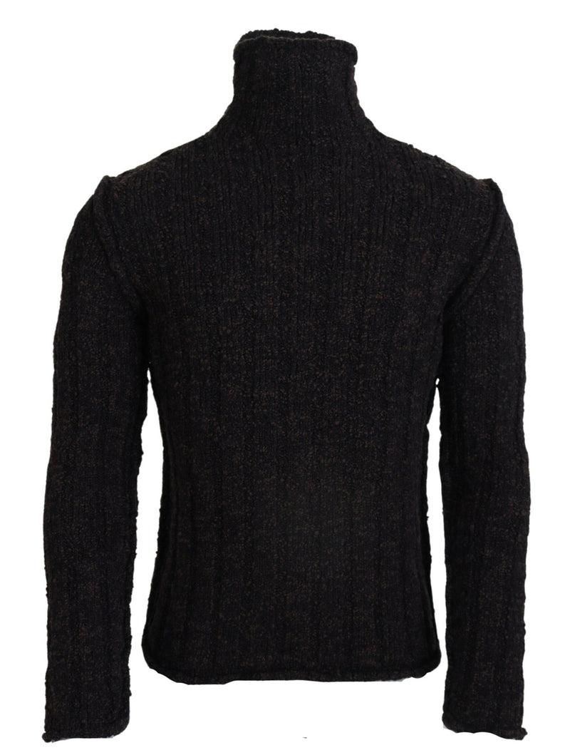 Brown Wool Knit Turtleneck Pullover Sweater-Dolce & Gabbana-LabelTerrace.com