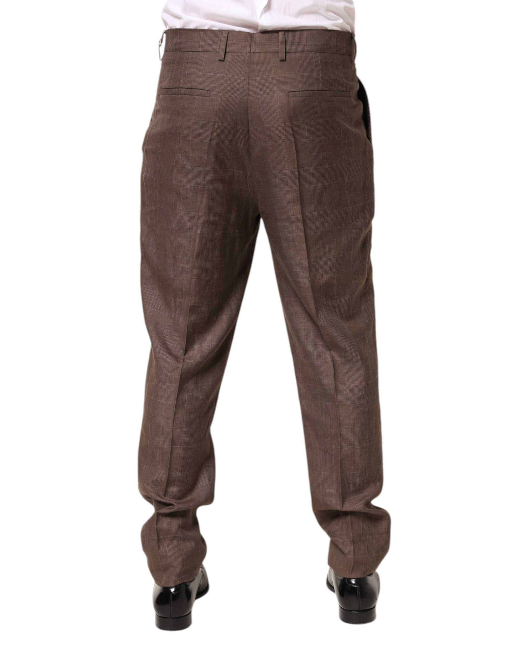 Brown Wool Mid Waist Dress Trouser Pants-Brunello Cucinelli-LabelTerrace.com