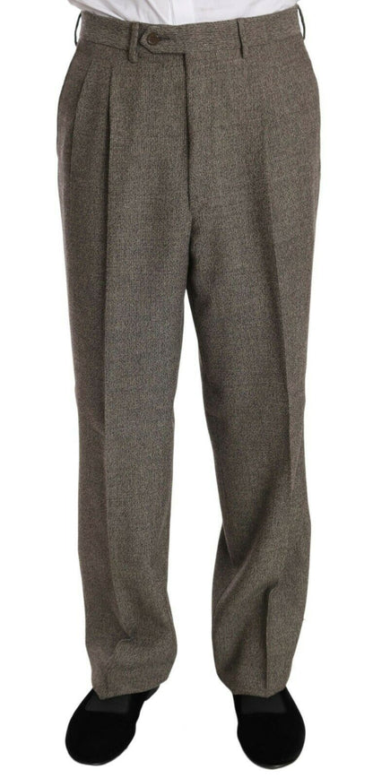 Brown Wool Regular Single Breasted Suit