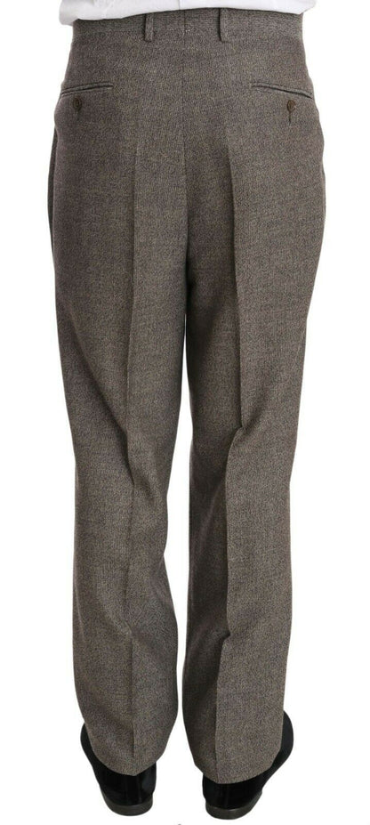 Brown Wool Regular Single Breasted Suit