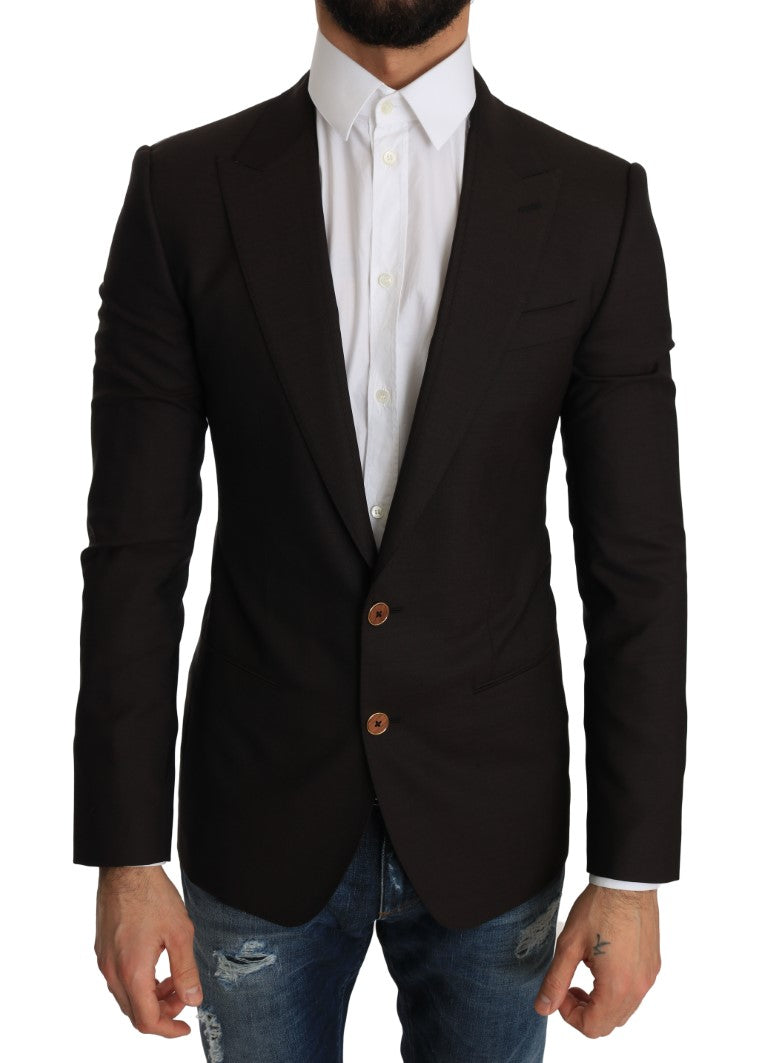 Brown Wool SICILIA Jacket Coat Blazer-Dolce & Gabbana-LabelTerrace.com