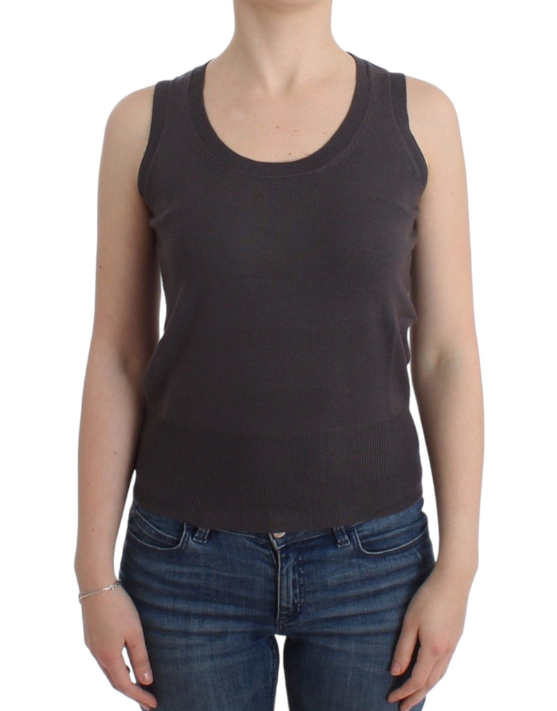 Brown knit tank top-John Galliano-LabelTerrace.com
