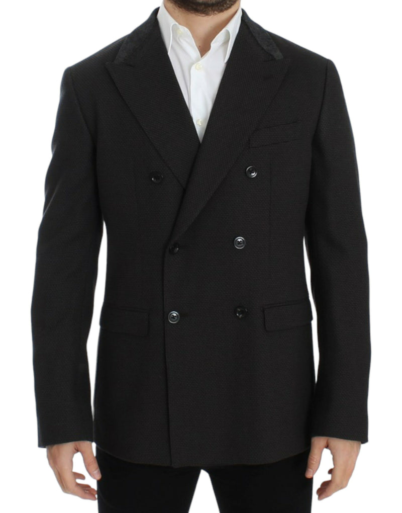 Brown wool slim fit blazer-Dolce & Gabbana-LabelTerrace.com