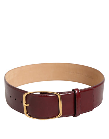 Burgundy Leather Gold Metal Buckle Women Belt-Dolce & Gabbana-LabelTerrace.com