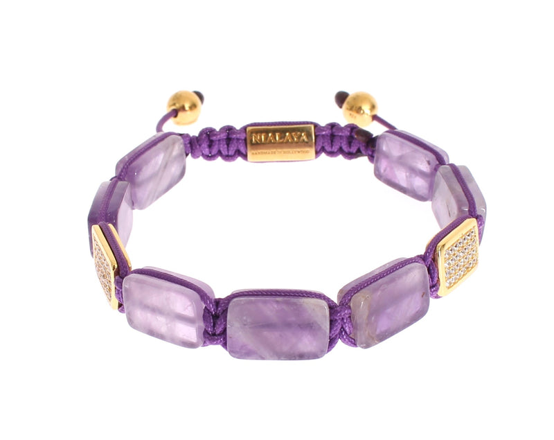 CZ Amethyst 18K Gold 925 Bracelet-Nialaya-LabelTerrace.com