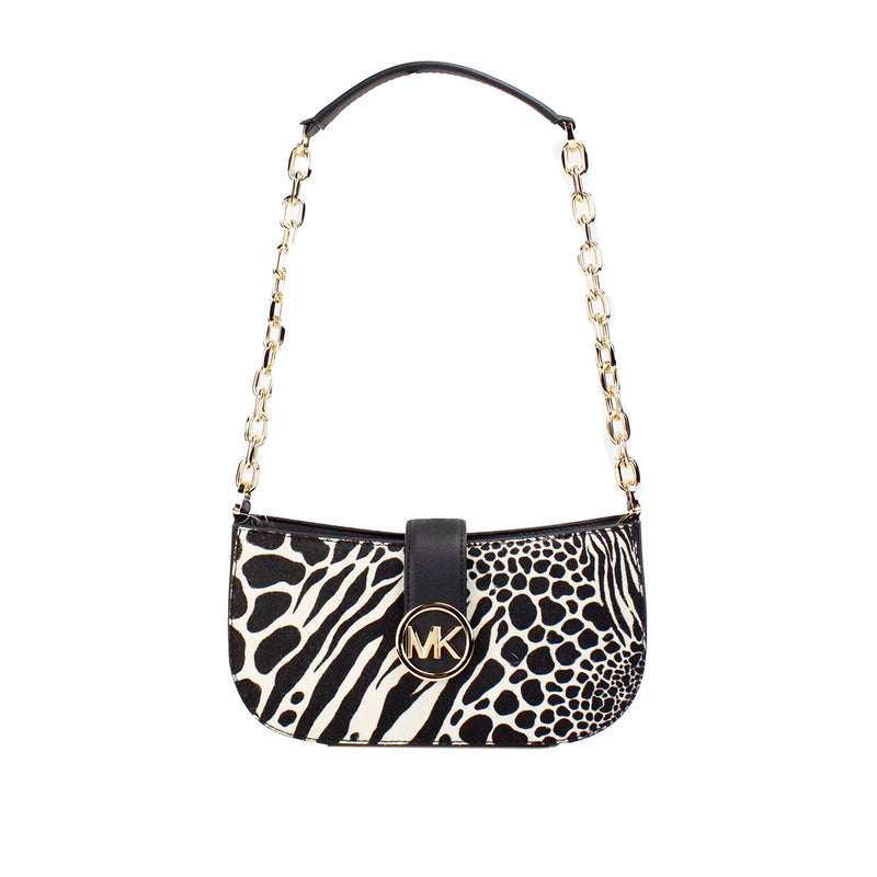Carmen Small Black Haircalf Pouchette Shoulder Crossbody Bag-Michael Kors-LabelTerrace.com
