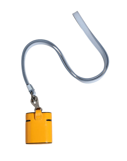 Case Yellow Calf Leather Logo Flip Holder Strap Airpods