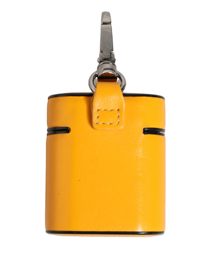 Case Yellow Calf Leather Logo Flip Holder Strap Airpods