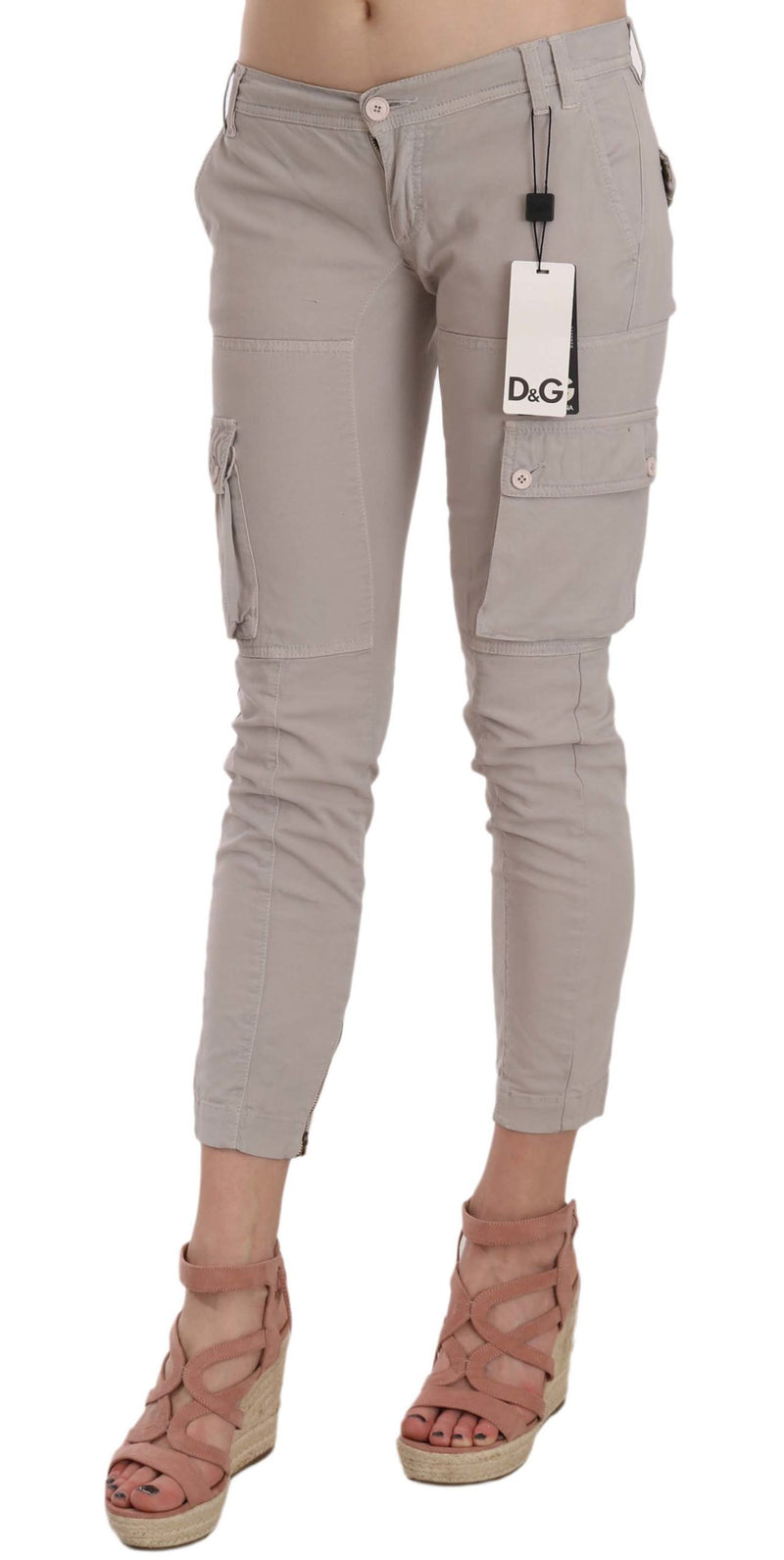 Casual Fitted Khaki Trousers Pants-Dolce & Gabbana-LabelTerrace.com