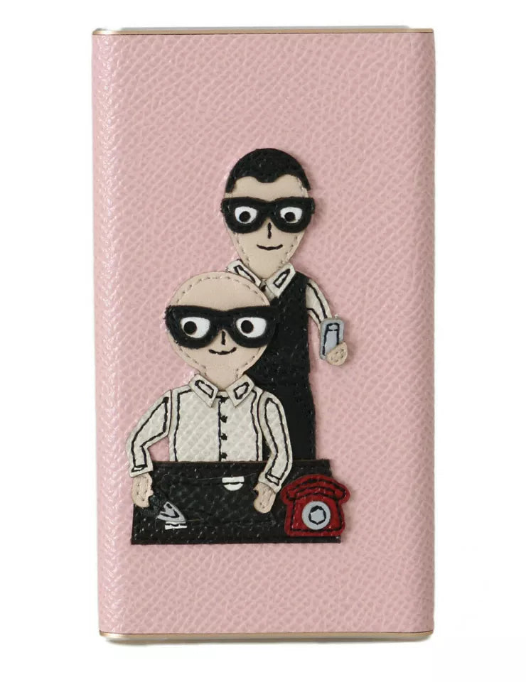 Charger USB Pink Leather #DGFAMILY Power Bank-Dolce & Gabbana-LabelTerrace.com