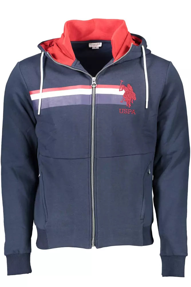 Chic Blue Hooded Zip Sweatshirt - Embroidered Detail-U.S. POLO ASSN.-LabelTerrace.com