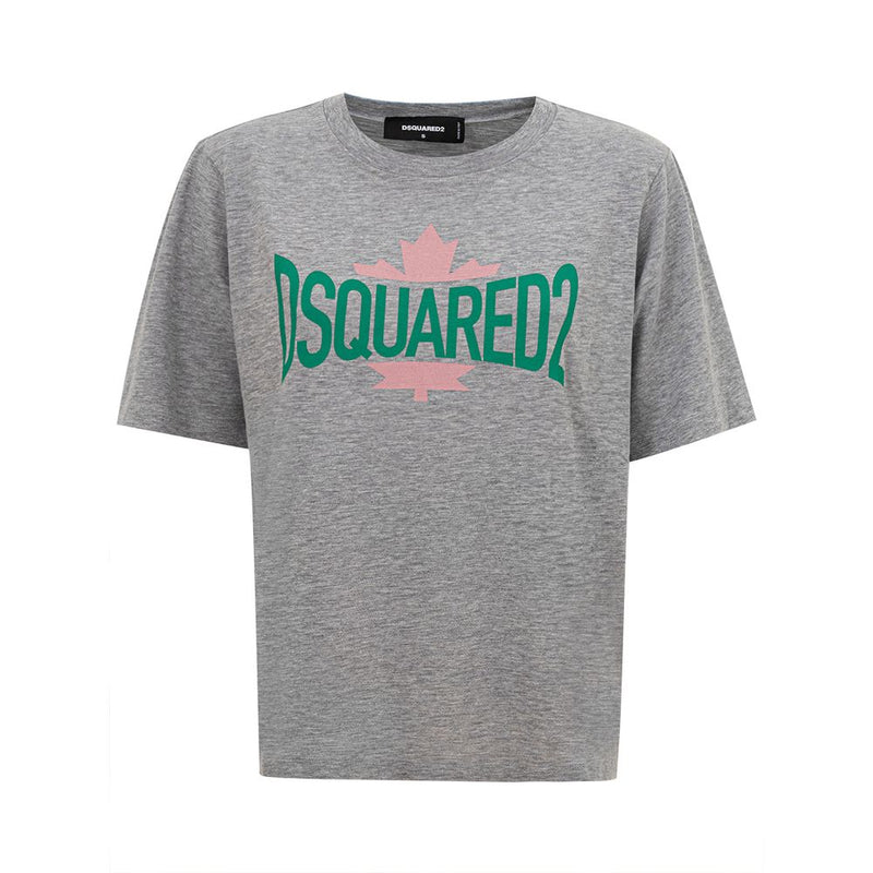 Chic Gray Cotton Tee for the Modern Woman-Dsquared²-LabelTerrace.com