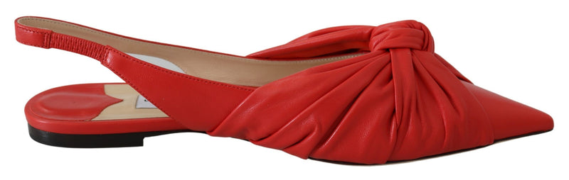 Chic Red Pointed Toe Leather Flats-Jimmy Choo-LabelTerrace.com