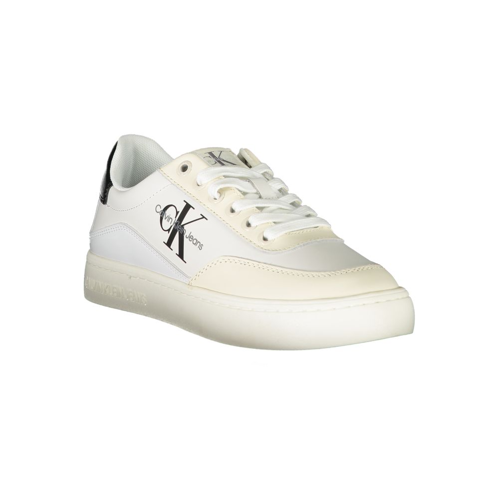Chic White Lace-Up Sneakers with Contrast Detailing-Calvin Klein-LabelTerrace.com
