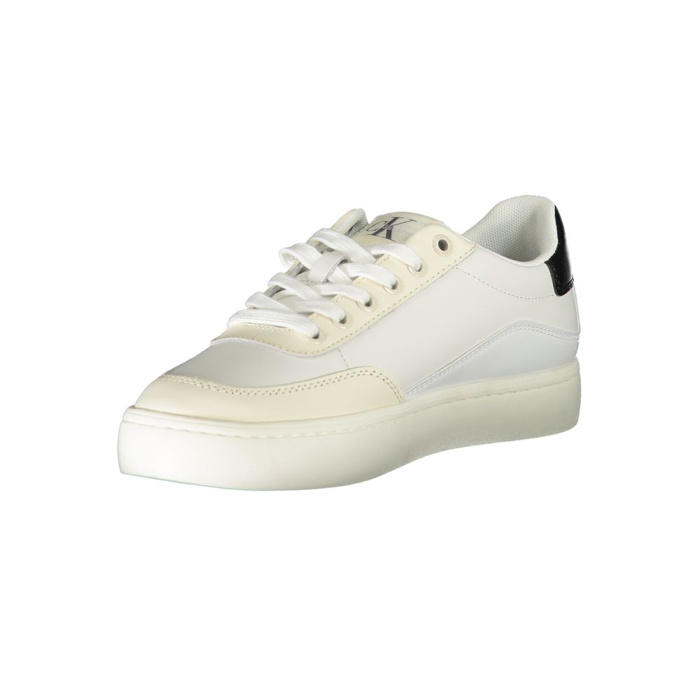 Chic White Lace-Up Sneakers with Contrast Detailing-Calvin Klein-LabelTerrace.com