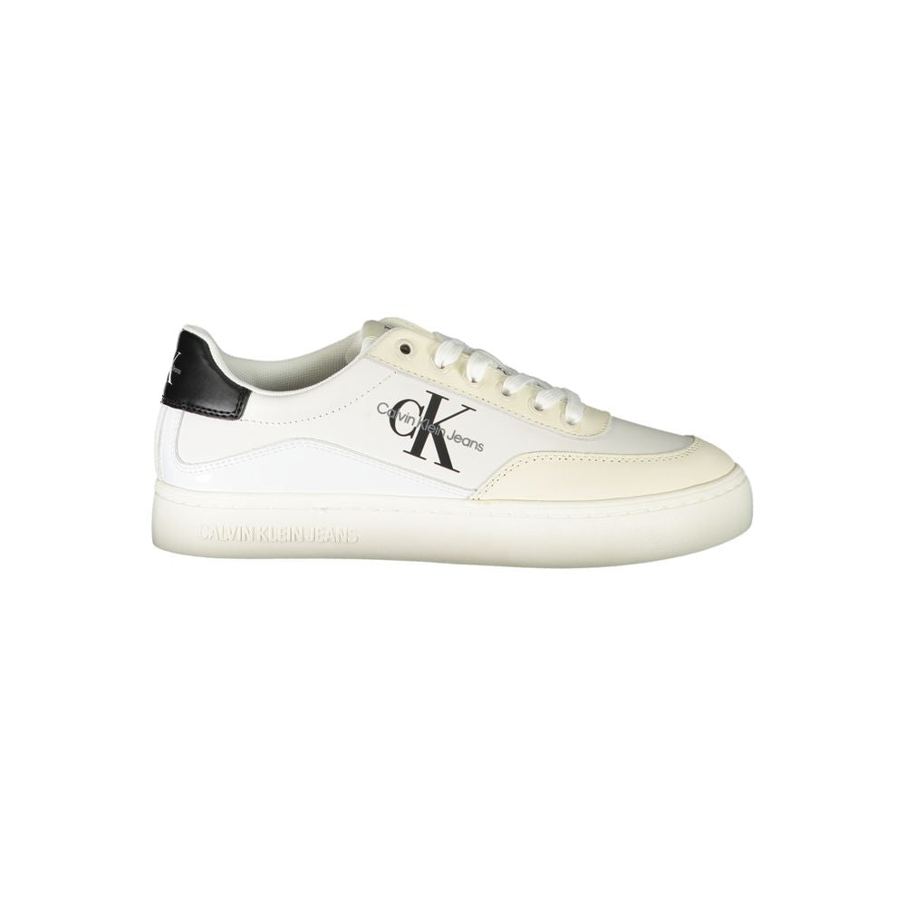 Chic White Lace-Up Sneakers with Contrast Detailing-Calvin Klein-LabelTerrace.com